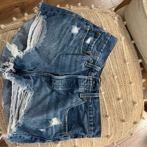 Levi's Blue Distressed Jean Shorts